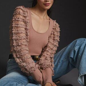 Dolan Ruffled Sleeve Top in Blush